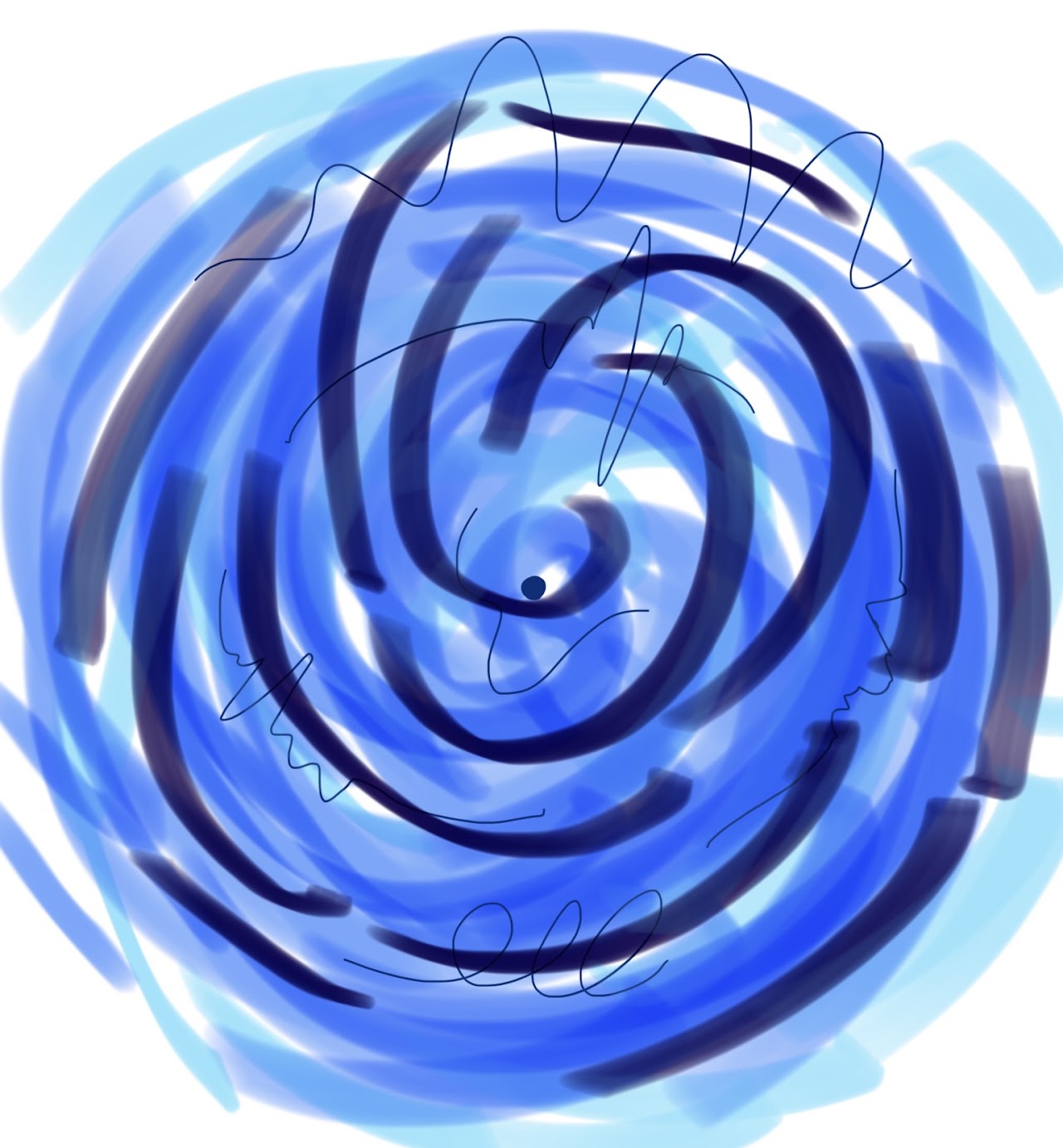 Abstract blue spiral drawing for Ma, the water element