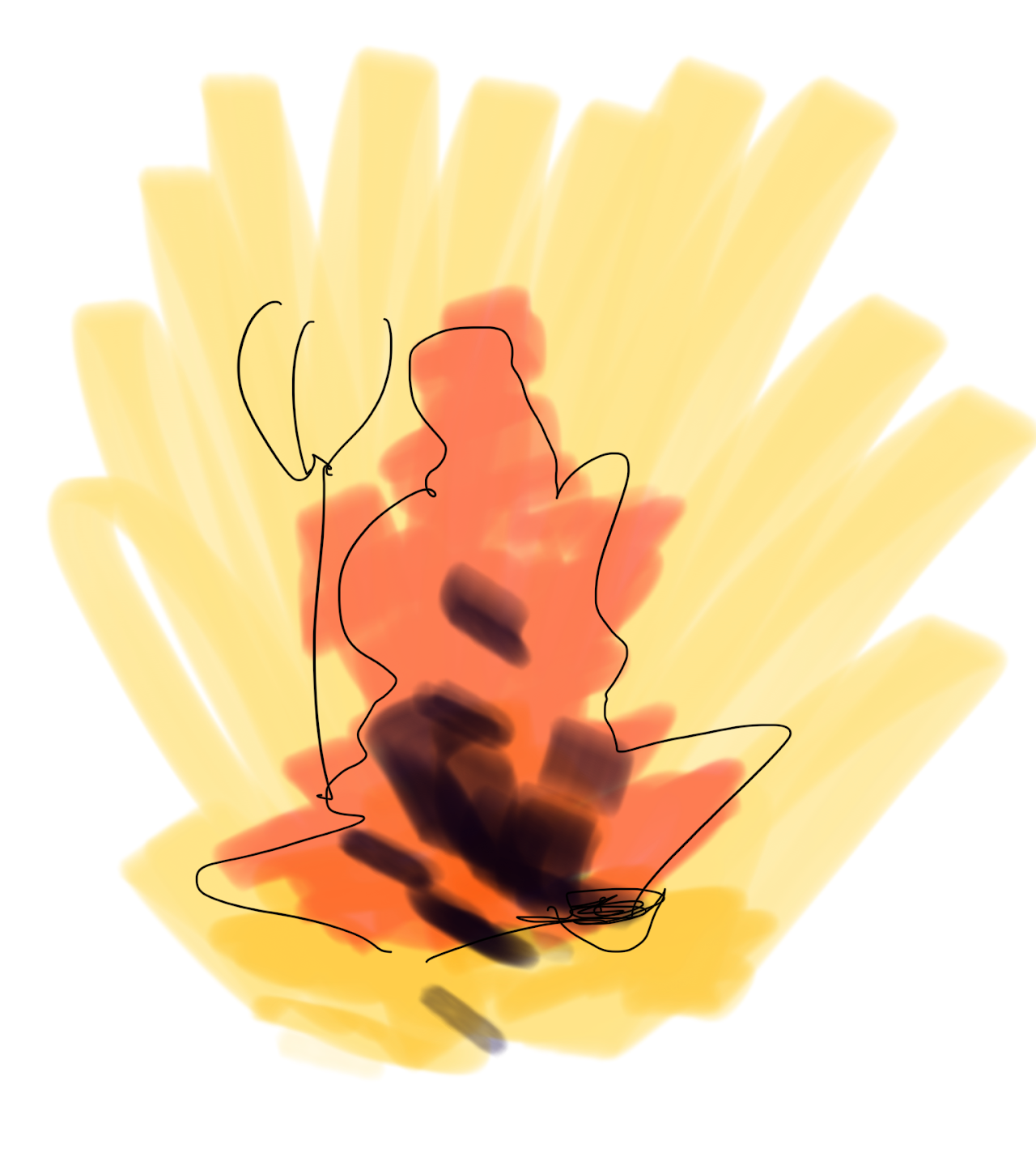 Abstract flame drawing for Shi, the fire element
